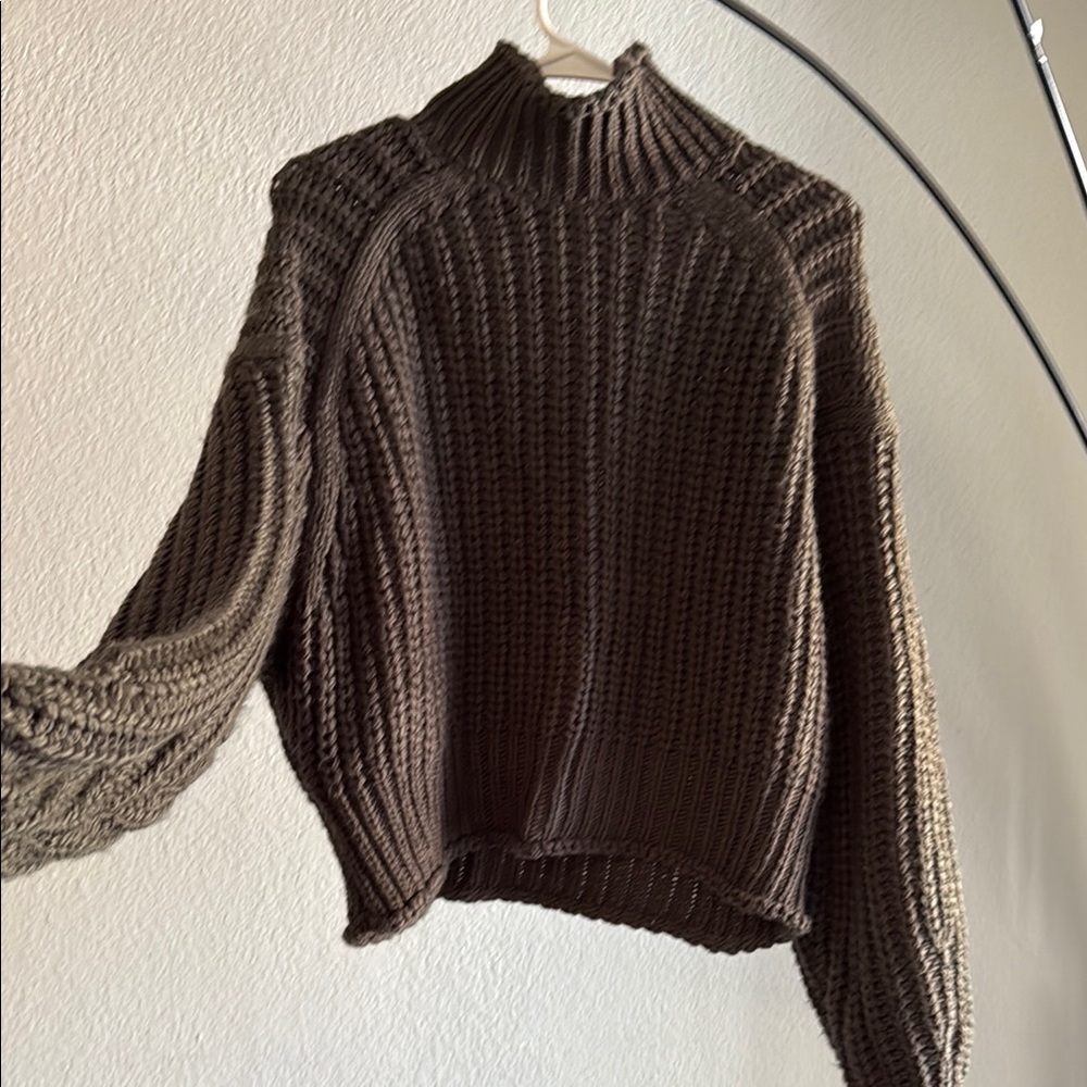 H&M Brown Cowl Neck Chunky Knit Sweater